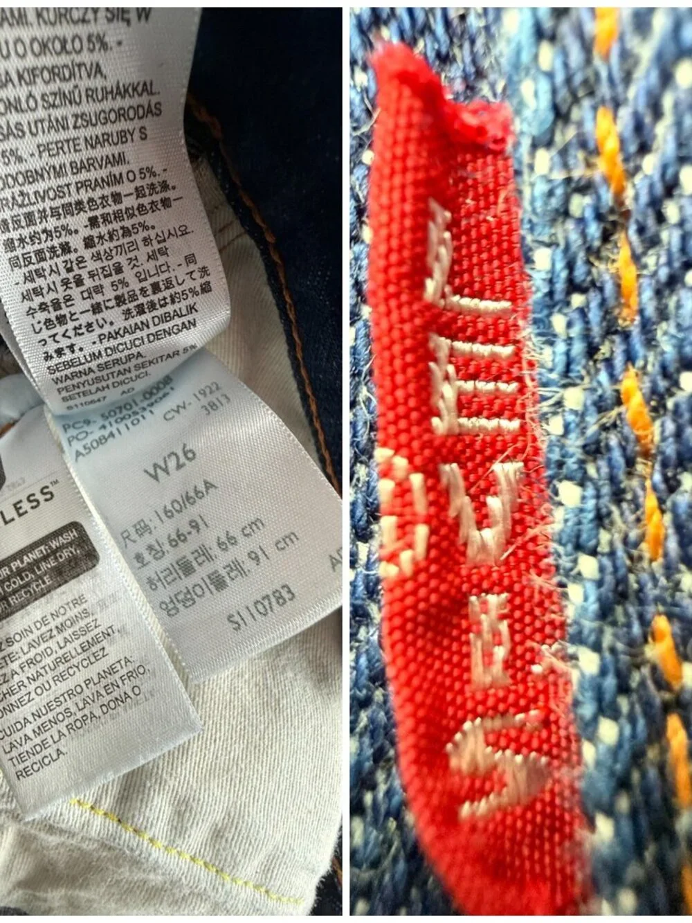 Levis 702 LVC Jeans Selvedge Big E Denim Jeans Dark Wash All Cotton ACTL 26X32